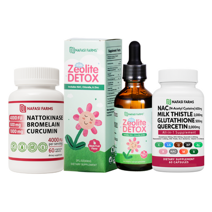 All-In-One Detox Bundle Including All-In-One Zeolite, Nattokinase, NAC N-Acetyl Cysteine