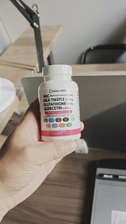 All-in-one NAC N-Acetyl Cysteine Supplement With Quercetin, Milk Thistle, & Glutathione